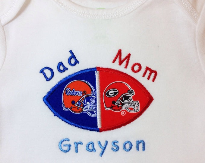Custom Made Football House Divided onesie/shirt - You choose ANY TEAMS - College and NFL